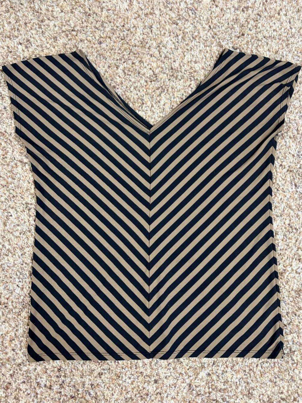 Liz & Co. Squared Scoop Striped Neck Tee Shirt - Like New - Womens Size L - 2206